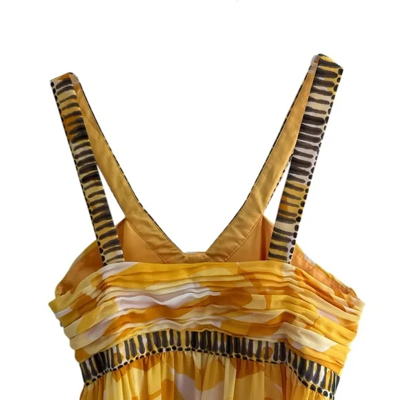 Jones New York Women’s Lined Straped Yellow Black White Chiffon Dress Size 8 - Picture 5 of 11